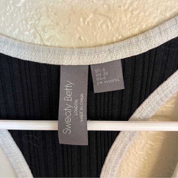 Sweaty Betty Resort Rib Racer Back Tank Midi Dress Size 6 Black & White - Picture 8 of 14